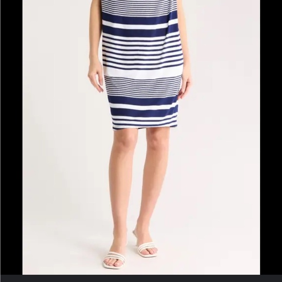 Trina Turk Blue and White One Shoulder Sundress - Picture 3 of 5